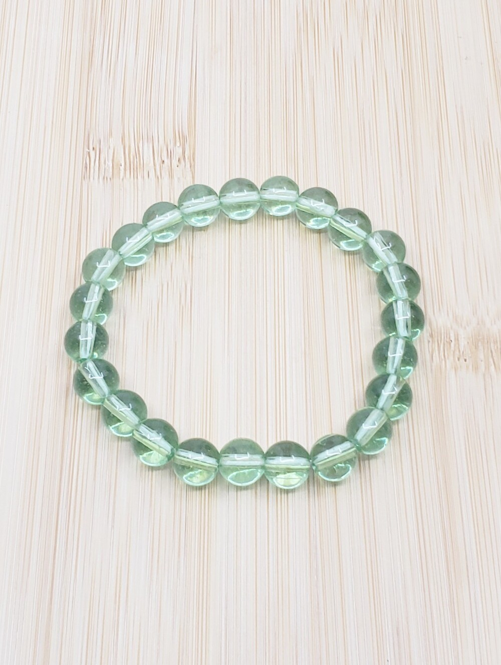 Light Green Glass Translucent Stretchy Beaded Bracelet